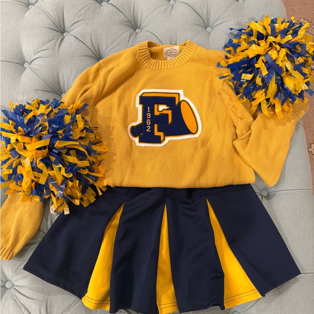 Adult S/M Yellow and Blue Cheerleader Outfit